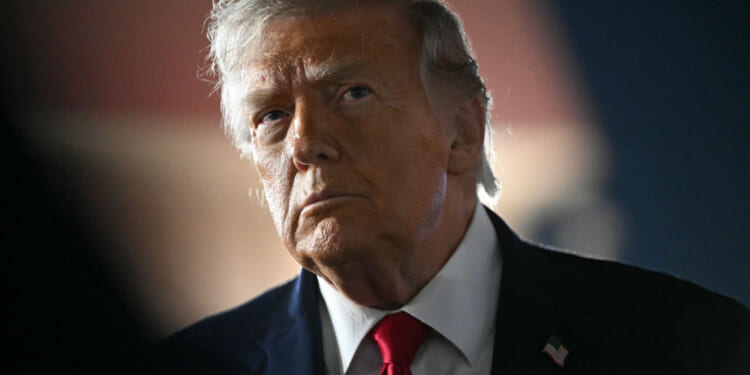 Close-up of an intense Donald Trump.