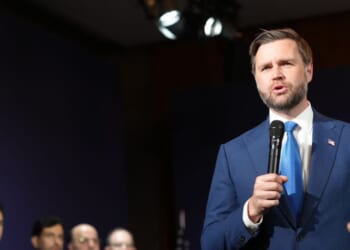 Vice President J.D. Vance speaks during a quadrilateral meeting between the U.S., Iran, Pakistan, and Qatar at the Lake Lucerne Summit, aimed at advancing a deal to end the Middle East conflict at the Buergenstock Resort, Lake Lucerne, on June 21, 2026, near Stansstad, Switzerland.
