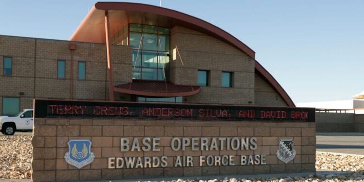 The Base Operations building at Edwards Air Force Base, California, is seen in a file photo from 2017.