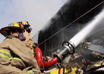 Firefighters battle the Boyle Heights warehouse fire.