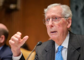 U.S. Senator Mitch McConnell (R-KY) speaks during a Senate Appropriations Committee hearing in the Dirksen Office Building on Capitol Hill on May 12, 2026 in Washington.