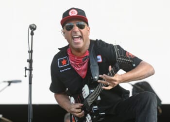 Tom Morello performs onstage during Download Festival 2026 at Donington Park on June 14, 2026, in Castle Donington, England.