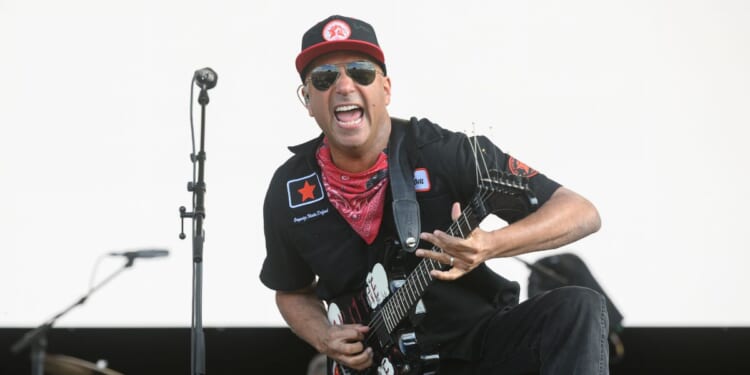 Tom Morello performs onstage during Download Festival 2026 at Donington Park on June 14, 2026, in Castle Donington, England.
