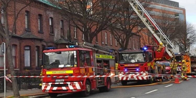 Firefighting vehicles in Dublin, Ireland, are pictured in a 2019 file photo.