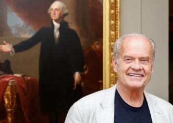 Veteran actor and outspoken Christtian Kelsey Grammer is pictured Thursday before a portrait of George Washington at the National Portrait Gallery in Washington.