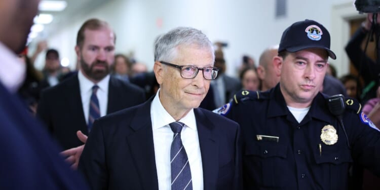 Microsoft co-founder Bill Gates departs the Rayburn House Office Building after testifying at a closed-door interview with the House Oversight Committee on Capitol Hill on June 10, 2026, in Washington, D.C.