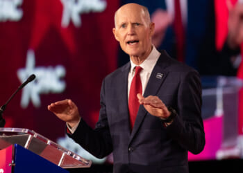 US Senator Rick Scott speaks during the Conservative Political Action Conference.