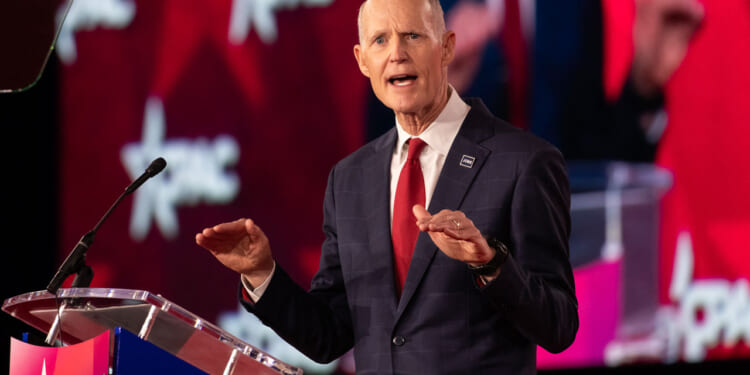 US Senator Rick Scott speaks during the Conservative Political Action Conference.