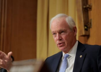 Sen. Ron Johnson asks questions during the confirmation hearing for Dr. Mehmet Oz before the Senate Finance Committee in the Dirksen Senate Office Building on March 14, 2025, in Washington, D.C.