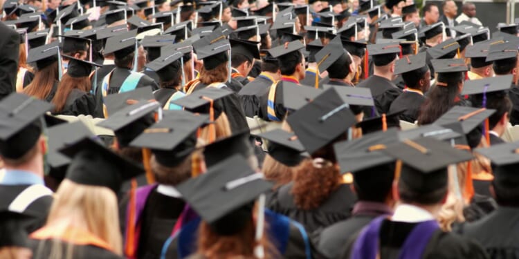 A graduation ceremony takes place.