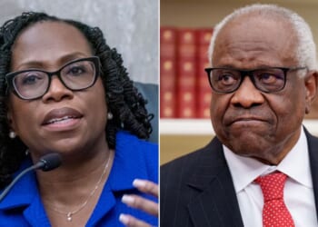 It’s not every day that Supreme Court Justices Ketanji Brown Jackson, left, and Clarence Thomas are on the same side.