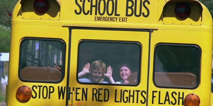 Students on a school bus