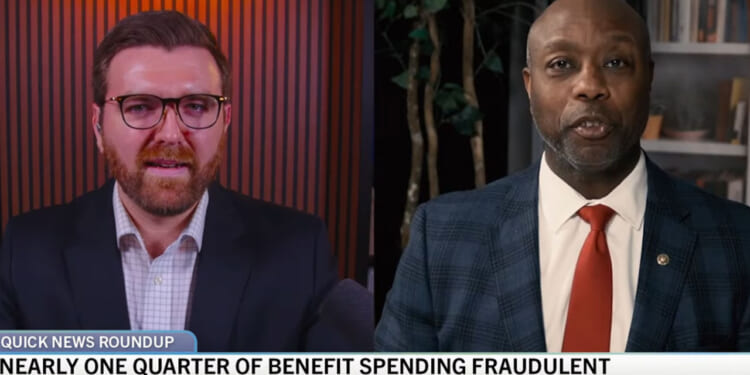 A screenshot of Tony Kinnett and Sen. Tim Scott during an episode of the