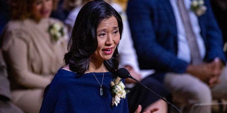 Boston Mayor Michelle Wu speaks at her inaugural address at the Boston Symphony Hall on January 5, 2026.