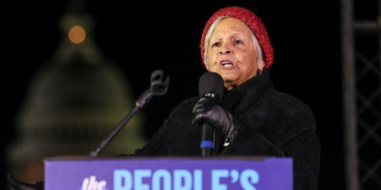 Representative Bonnie Watson Coleman speaks at the People’s State of the Union on February 24, 2026.