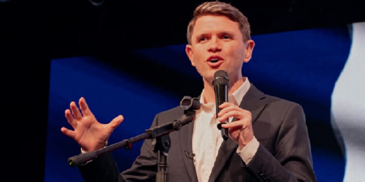 Texas Democratic Senate candidate James Talarico, pictured at a rally Wednesday in Houston.