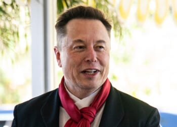 Elon Musk, seen in a February photo, became the world's first trillionaire this week.