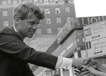 Robert Kennedy campaigns for Judge Samuel Silverman on June10, 1968, in New York City.