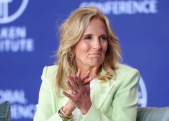 Former First Lady Jill Biden speaks during the 29th annual Milken Institute Global Conference at the Beverly Hilton in Beverly Hills, California, on May 5, 2026.