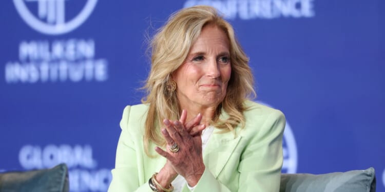 Former First Lady Jill Biden speaks during the 29th annual Milken Institute Global Conference at the Beverly Hilton in Beverly Hills, California, on May 5, 2026.