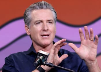 California Gov. Gavin Newsom, seen in a March photo, announced his latest ideas about seizing other people's money and ushering in an "economic reset" Friday.