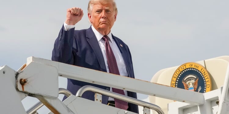 President Donald Trump holding up a fist
