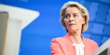 European Commission President Ursula von der Leyen attends the final press conference as part of the EU Summit at the EU headquarters in Brussels, Belgium, on June 19, 2026.