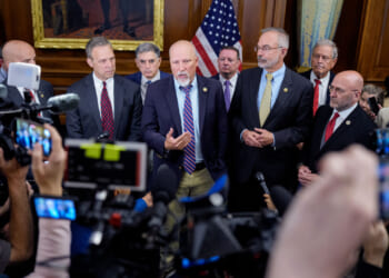 The House Freedom Caucus speaks about the ongoing negotiations between House leadership, the White House and the House Freedom Caucus on the "One, Big, Beautiful Bill" at the U.S. Capitol Building.