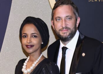 Minnesota Democratic Rep. lhan Omar, left, and Tim Mynett are seen in a file photo attending the Congressional Black Caucus Foundation Annual Legislative Conference Phoenix Awards on Sept. 23, 2023, in Washington, D.C.