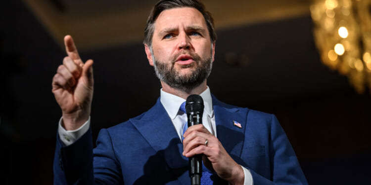 Vice President JD Vance speaks to reporters.