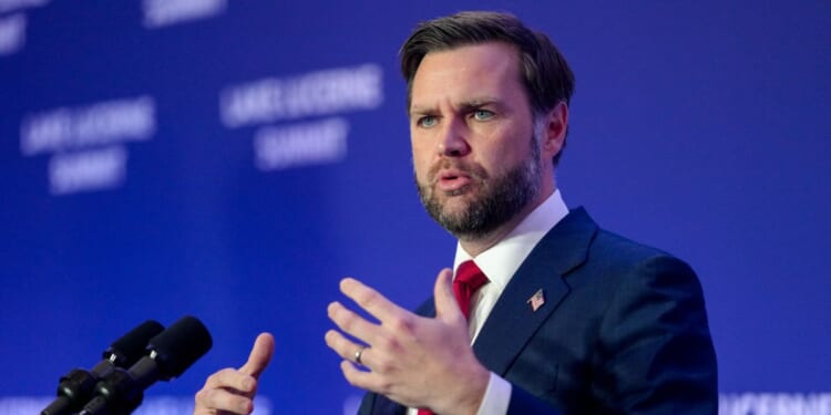 Vice President J.D. Vance speaks to members of the media at the Buergenstock Resort Lake Lucerne, after the U.S. and Iran held high-level talks at the Lake Lucerne Summit, on June 22, 2026, near Stansstad, Switzerland.