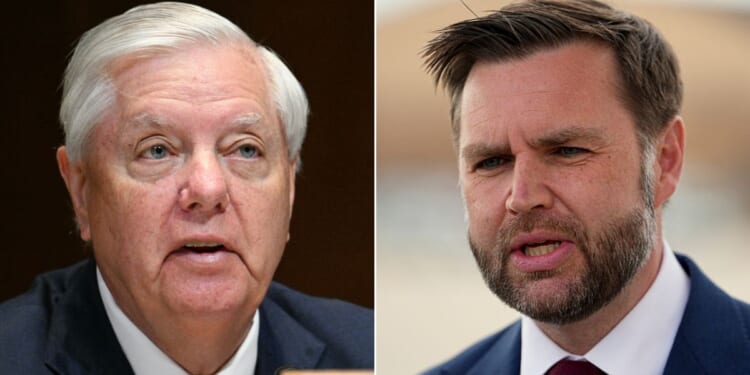 GOP Sen. Lindsey Graham of South Carolina, left, expressed some skepticism about the Iran deal, but Vice President J.D. Vance offered reassurances.