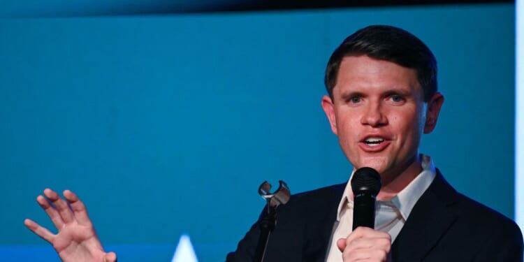 Democrat U.S. Senate candidate James Talarico speaks during a rally in San Antonio, Texas, on May 29, 2026.