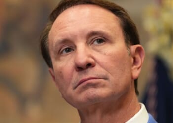 Louisiana Governor Jeff Landry speaks at an event in the Roosevelt Room of the White House on March 24, 2025 in Washington.