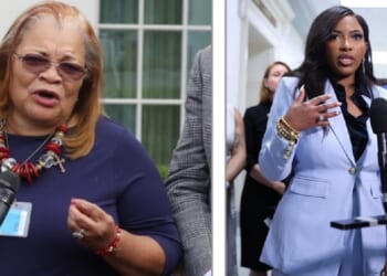 Alveda King, left; Rep. Jasmine Crockett, right.