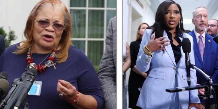 Alveda King, left; Rep. Jasmine Crockett, right.
