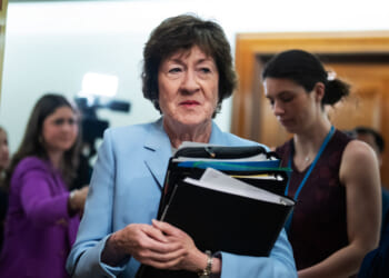 Sen. Susan Collins, R-Maine, arrives for the Senate Health, Education, Labor and Pensions Committee.