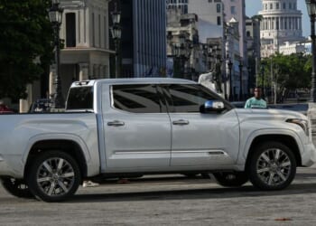 A truck sits in the middle of the road on a Havana street in Cuba on Sept. 4, 2024.