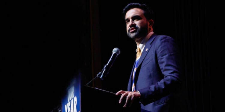 Mayor of New York Zohran Mamdani speaks to a crowd at a rally in Brooklyn, New York on June 18, 2026.
