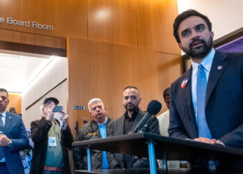Zohran Mamdani speaks at a news conference.