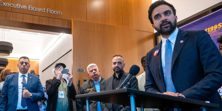 Zohran Mamdani speaks at a news conference.