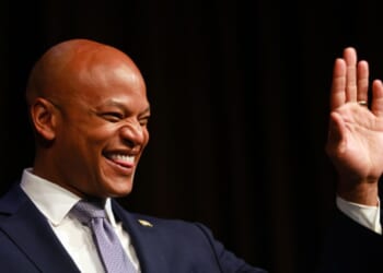 Governor Wes Moore arrives at the NAN convention on April 9, 2026.