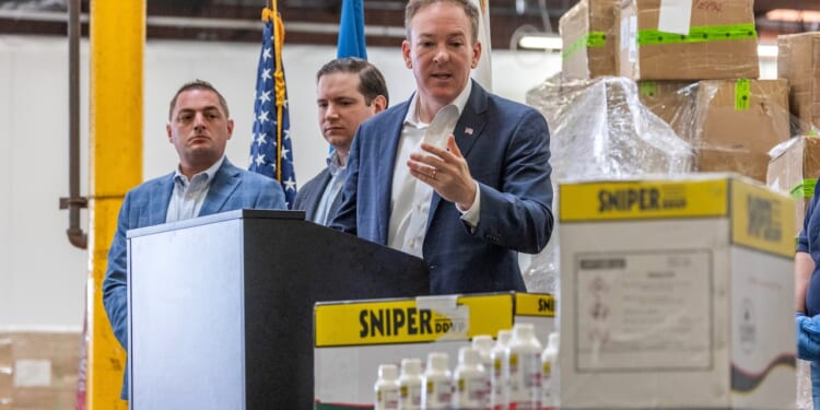 Environmental Protection Agency Administrator Lee Zeldin speaks at an event.