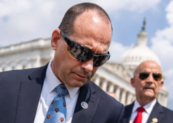 Reps. Bob Good and Keith Self arrive for a news conference with members of the House Freedom Caucus.