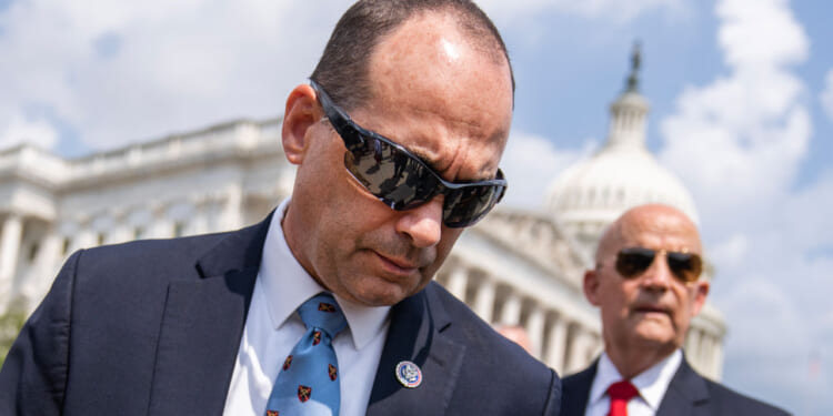 Reps. Bob Good and Keith Self arrive for a news conference with members of the House Freedom Caucus.