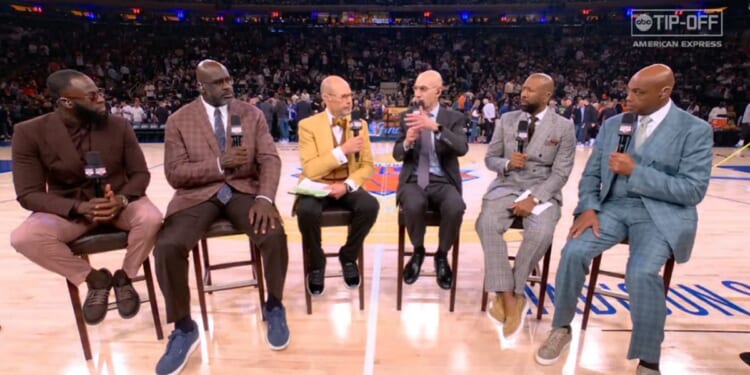 NBA Commissioner Adam Silver speaks during Monday night's pregame telecast of Game 3 of the NBA Finals.