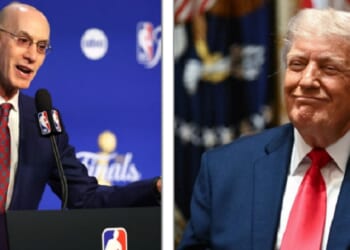NBA Commissioner Adam Silver, left; President Donald Trump, right.
