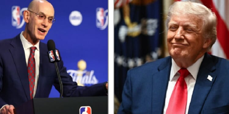 NBA Commissioner Adam Silver, left; President Donald Trump, right.