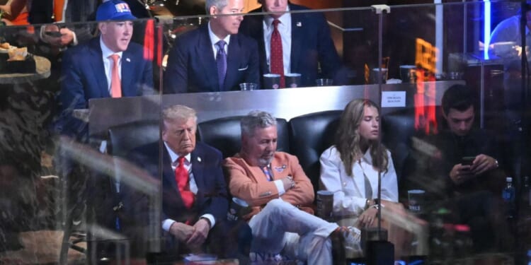 President Donald Trump sits in a box at Madison Square Garden in New York City on June 8, 2026.