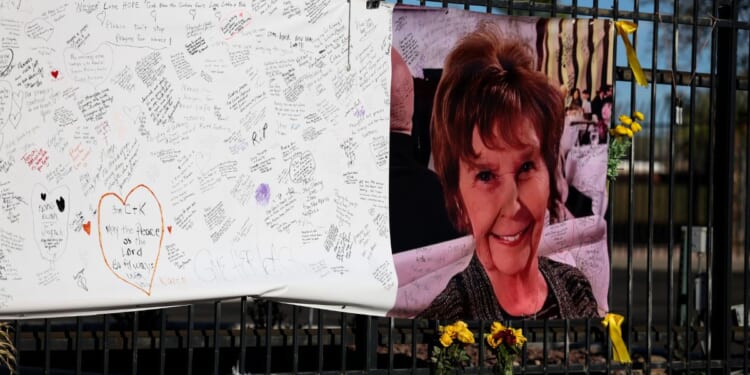 A sign with a picture of Nancy Guthrie as seen in Tucson, Arizona, on Feb. 26, 2026.
